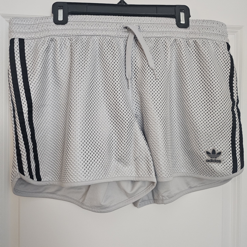 Adidas Women's Mesh Athletic Shorts - Light Gray and Black